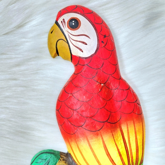 Vintage Mccaw Parrot Papier Mache Wall Hanging Hand Painted in Mexico - Picture 2 of 10